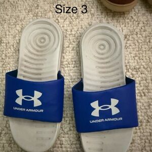Under Armour Kids Royal Blue and White Slide Sandals